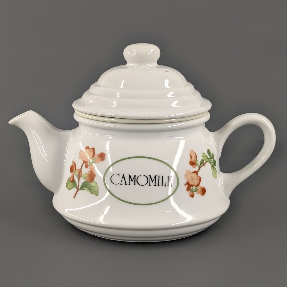 Toscany Collection Japan Camomile Floral Ceramic Teapot with Infuser White